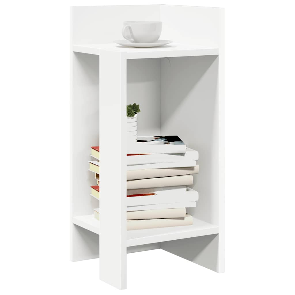 Side Table with Shelf White 25.5x27x60 cm