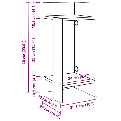 Side Tables 2 pcs with Shelf White 25.5x27x60 cm