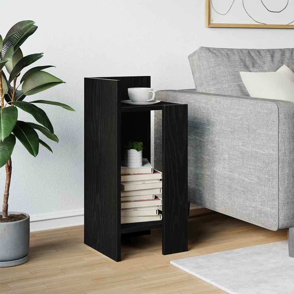 Side Table with Shelf Black 25.5x27x60 cm