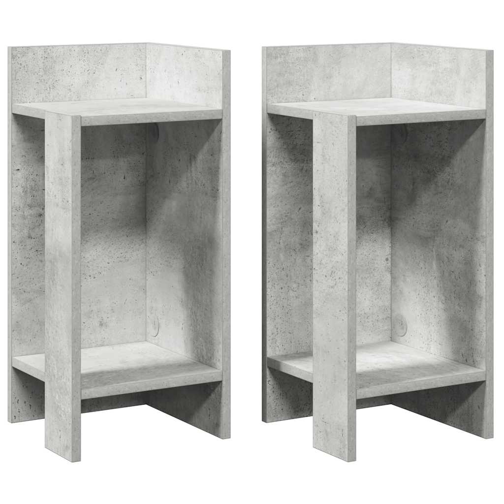 Side Tables 2 pcs with Shelf Concrete Grey 25.5x27x60 cm