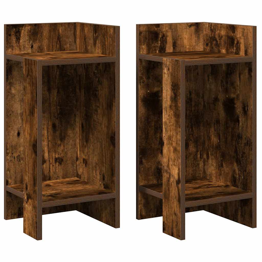 Side Tables 2 pcs with Shelf Smoked Oak 25.5x27x60 cm