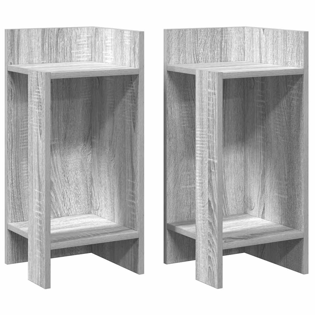 Side Tables 2 pcs with Shelf Grey Sonoma 25.5x27x60 cm