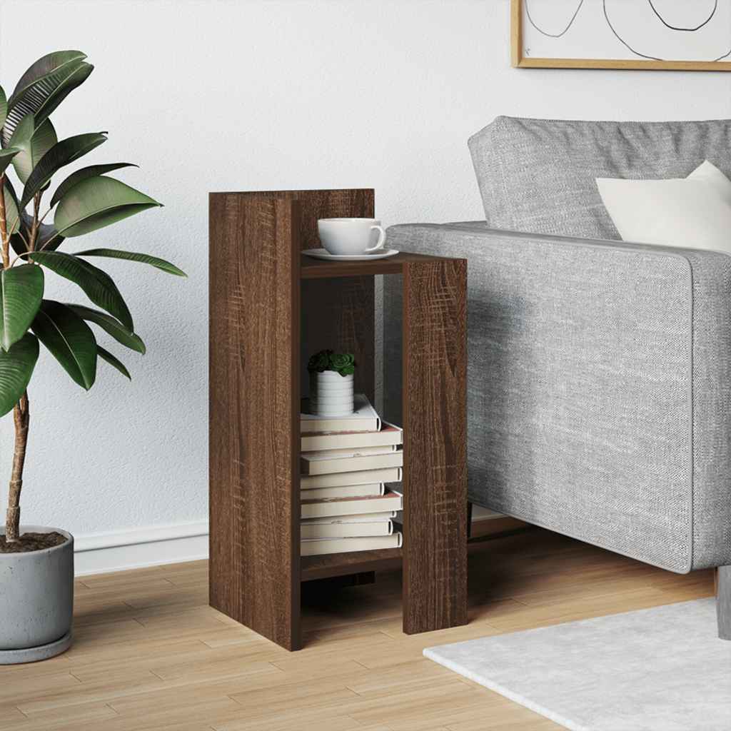 Side Table with Shelf Brown Oak 25.5x27x60 cm