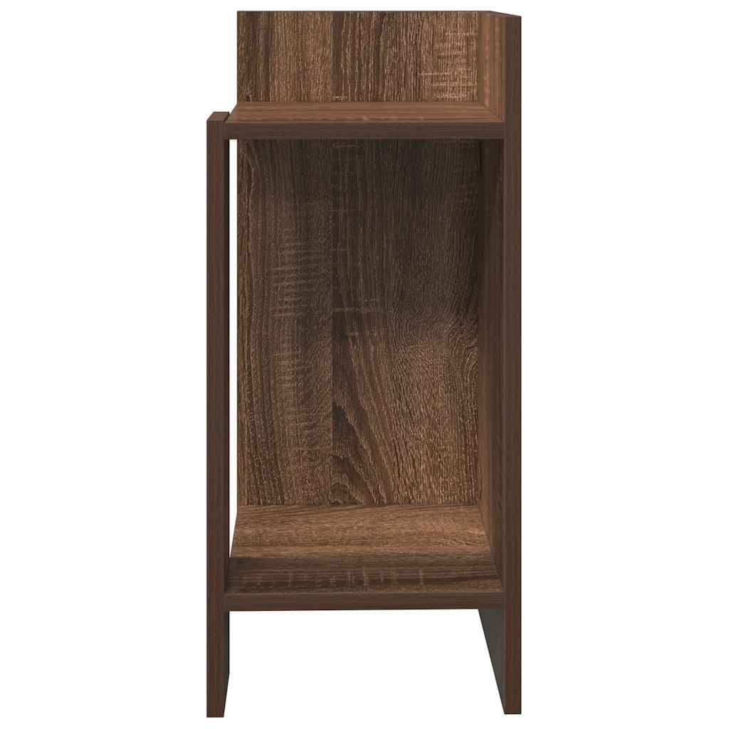 Side Table with Shelf Brown Oak 25.5x27x60 cm