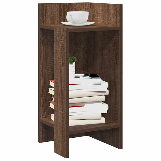 Side Table with Shelf Brown Oak 25.5x27x60 cm