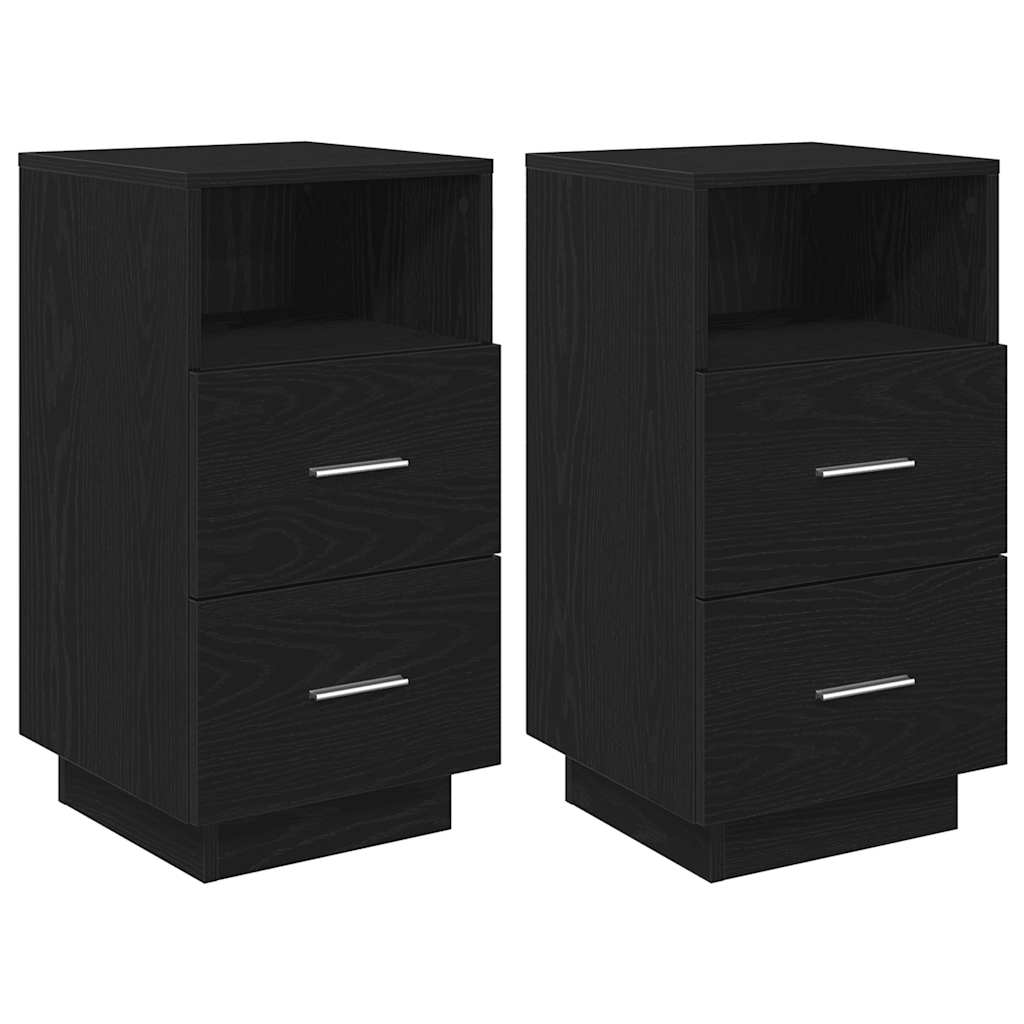 Bedside Cabinets 2 pcs with 2 Drawers Black 36x36x68 cm