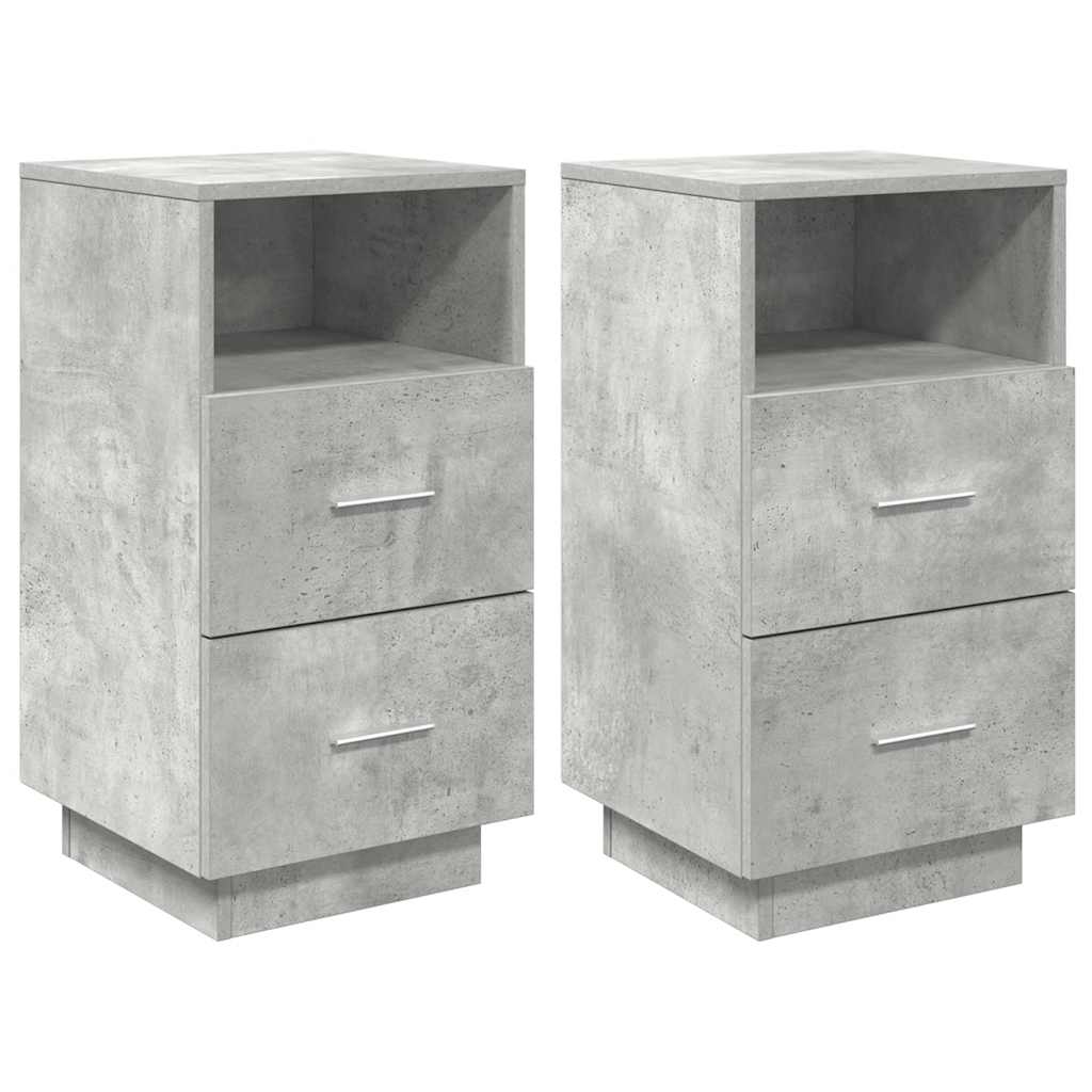 Bedside Cabinets 2 pcs with 2 Drawers Concrete Grey 36x36x68 cm