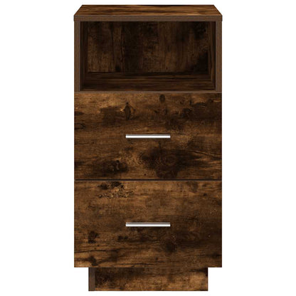 Bedside Cabinet with 2 Drawers Smoked Oak 36x36x68 cm