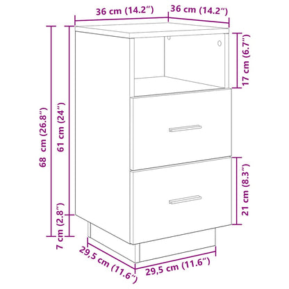 Bedside Cabinet with 2 Drawers Smoked Oak 36x36x68 cm