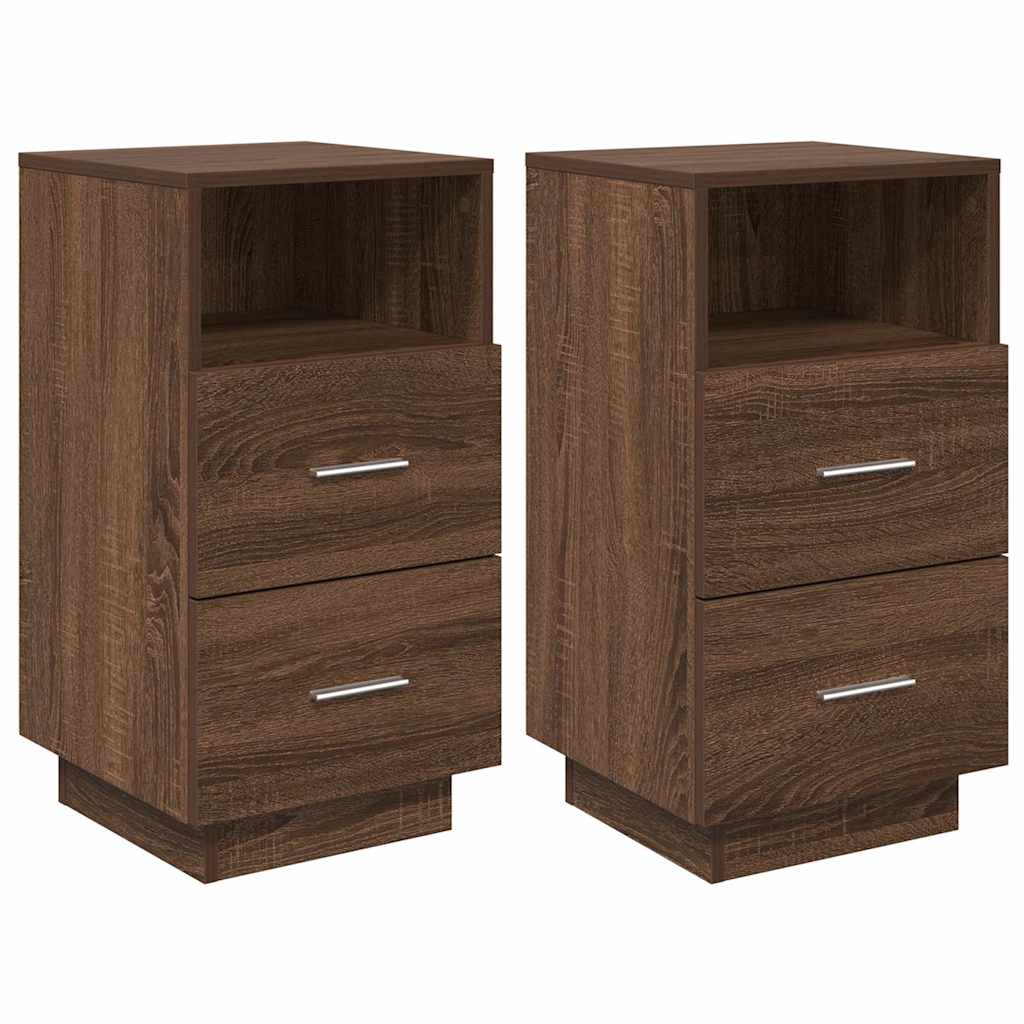 Bedside Cabinets 2 pcs with 2 Drawers Brown Oak 36x36x68 cm