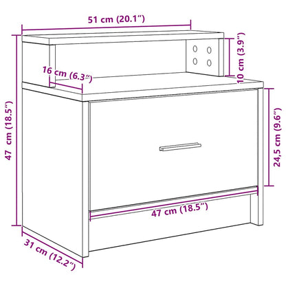 Bedside Cabinet with Drawer Old Wood 51x31x47 cm