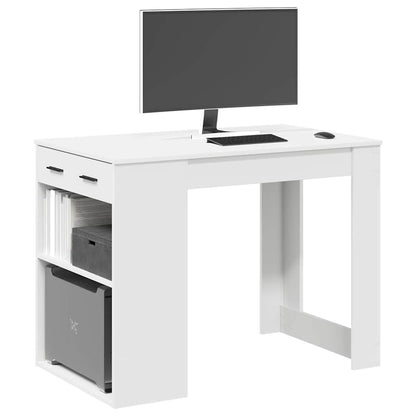 Desk with Drawer and Shelf White 102x62x77.5 cm Engineered Wood