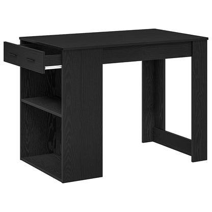 Desk with Drawer and Shelf Black Oak 102x62x77.5 cm Engineered Wood