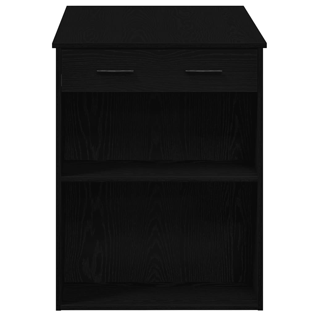 Desk with Drawer and Shelf Black Oak 102x62x77.5 cm Engineered Wood