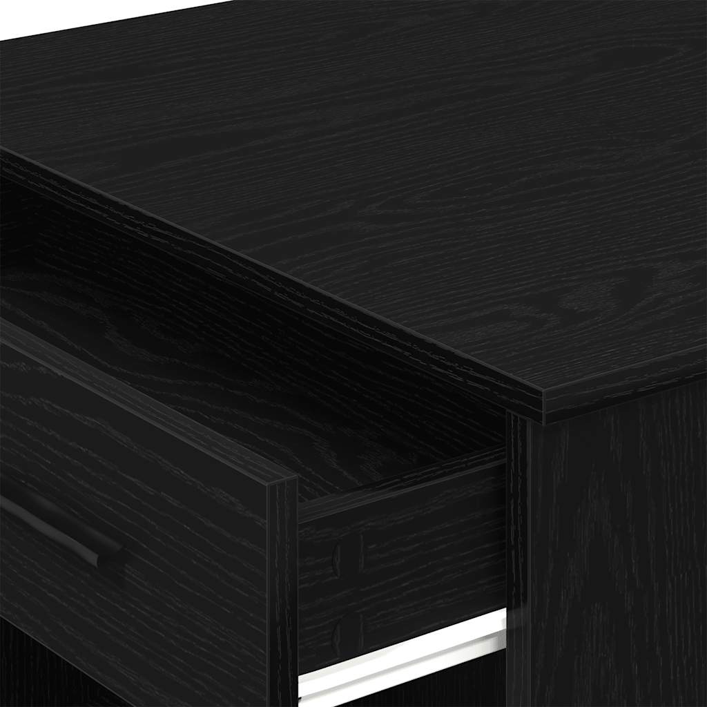 Desk with Drawer and Shelf Black Oak 102x62x77.5 cm Engineered Wood