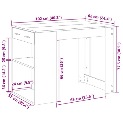 Desk with Drawer and Shelf Black Oak 102x62x77.5 cm Engineered Wood