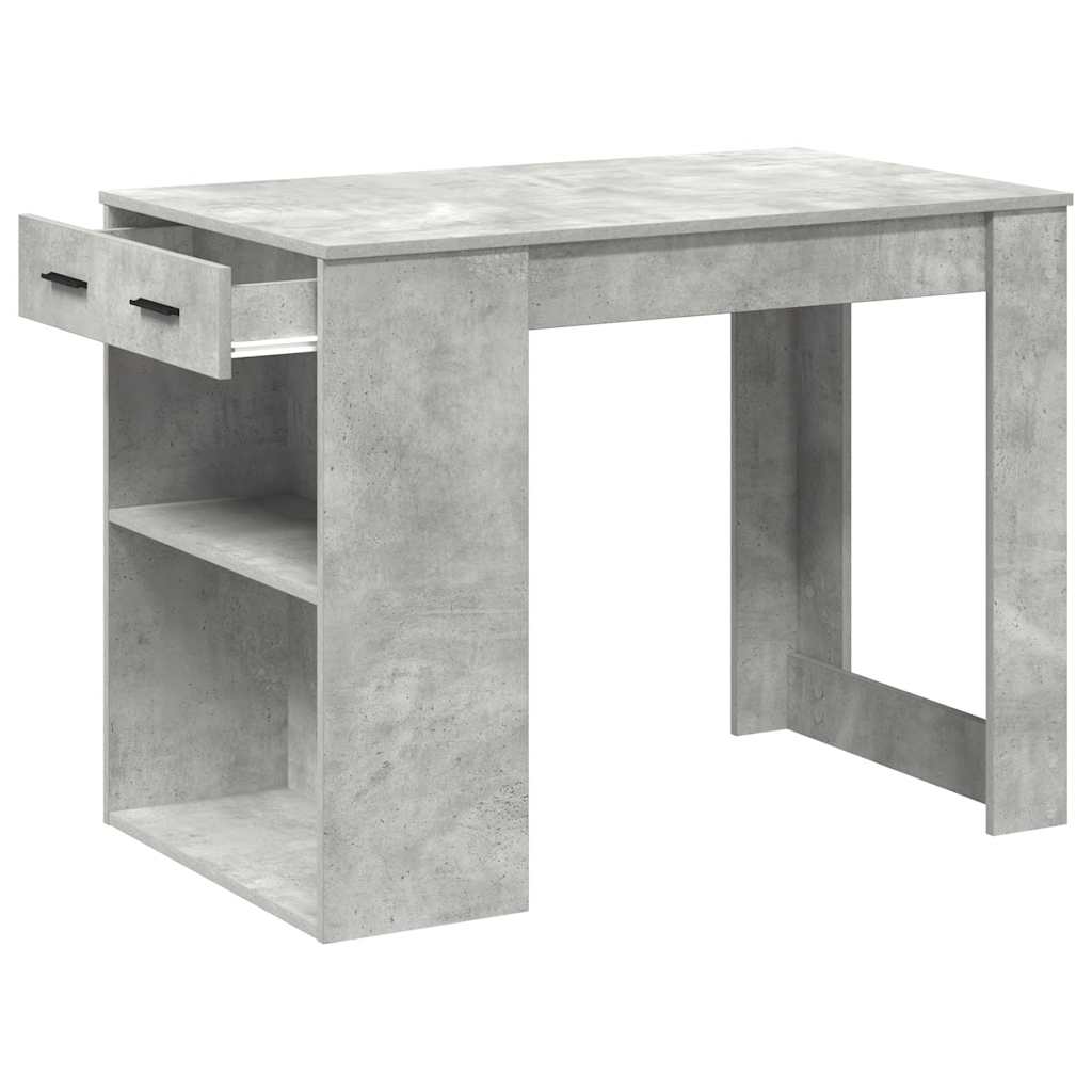 Desk with Drawer and Shelf Concrete Grey 102x62x77.5 cm Engineered Wood