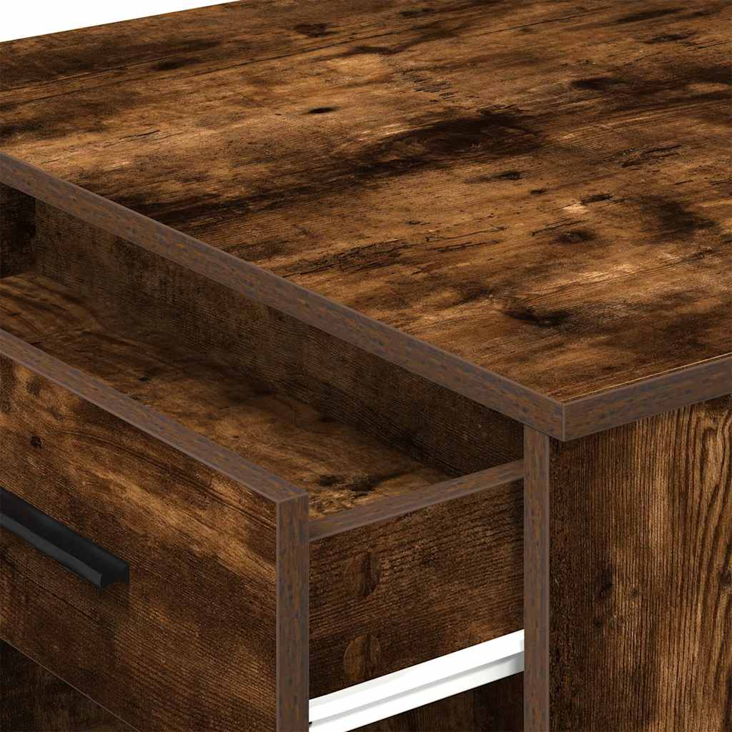 Desk with Drawer and Shelf Smoked Oak 102x62x77.5 cm Engineered Wood