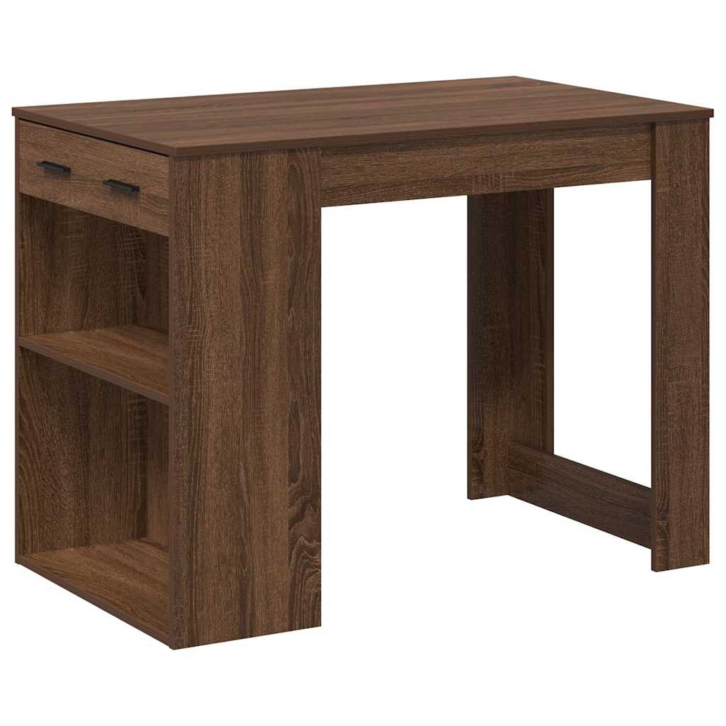 Desk with Drawer and Shelf Brown Oak 102x62x77.5 cm Engineered Wood