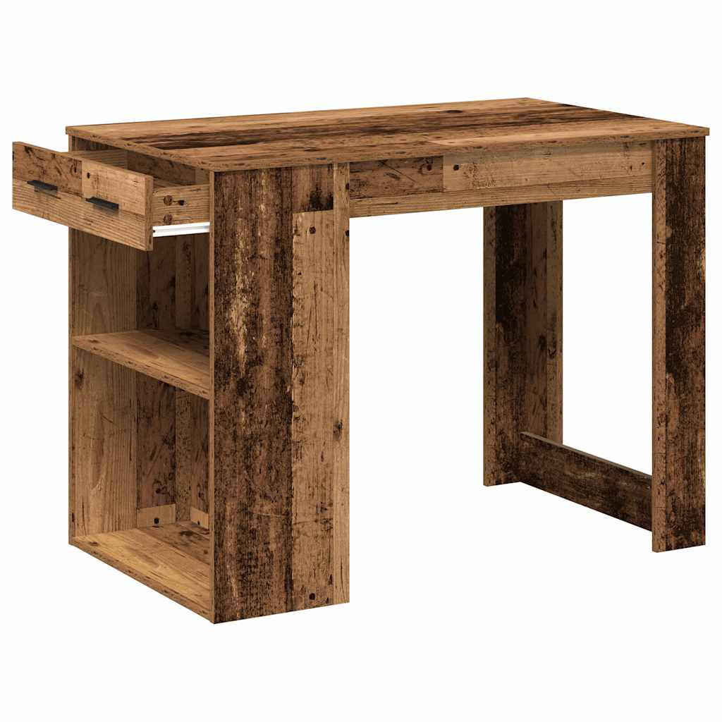 Desk with Drawer and Shelf Old Wood 102x62x77.5 cm Engineered Wood