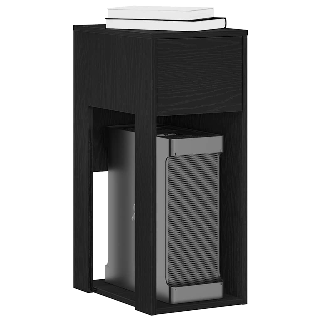 Computer Tower Stand with Drawer Black 30x44x74 cm