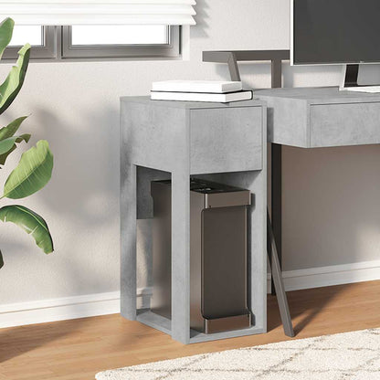 Computer Tower Stand with Drawer Concrete Grey 30x44x74 cm