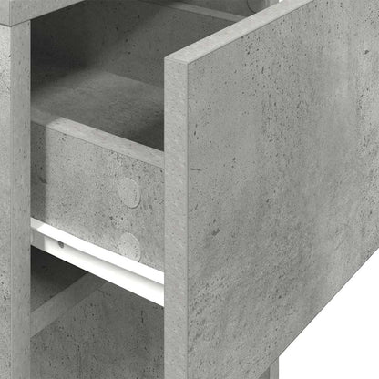 Computer Tower Stand with Drawer Concrete Grey 30x44x74 cm