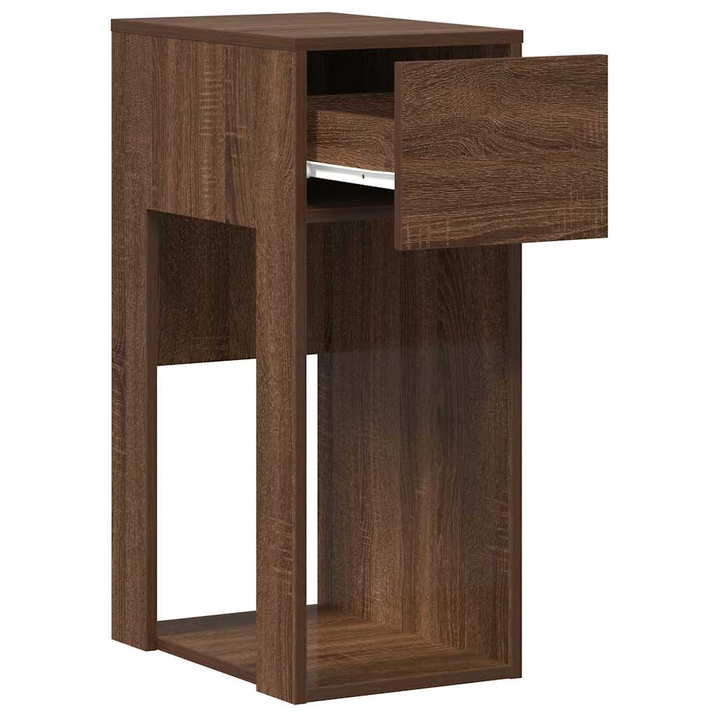 Computer Tower Stand with Drawer Brown Oak 30x44x74 cm