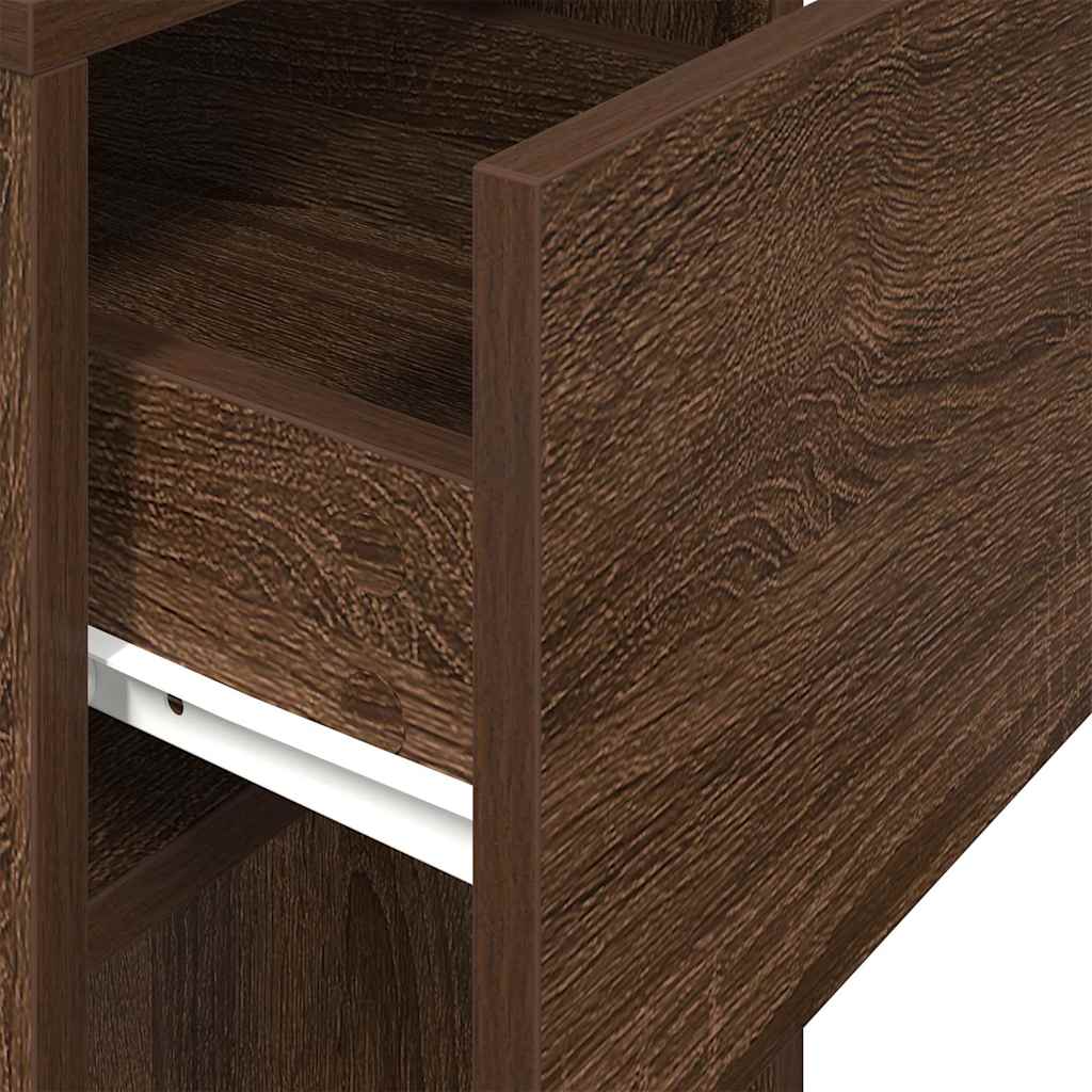 Computer Tower Stand with Drawer Brown Oak 30x44x74 cm