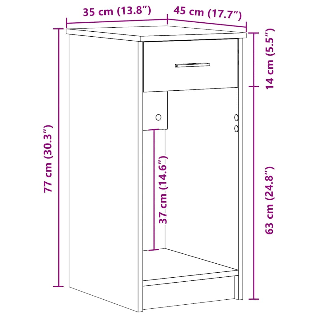 Computer Tower Stand with Drawer White 35x45x77 cm