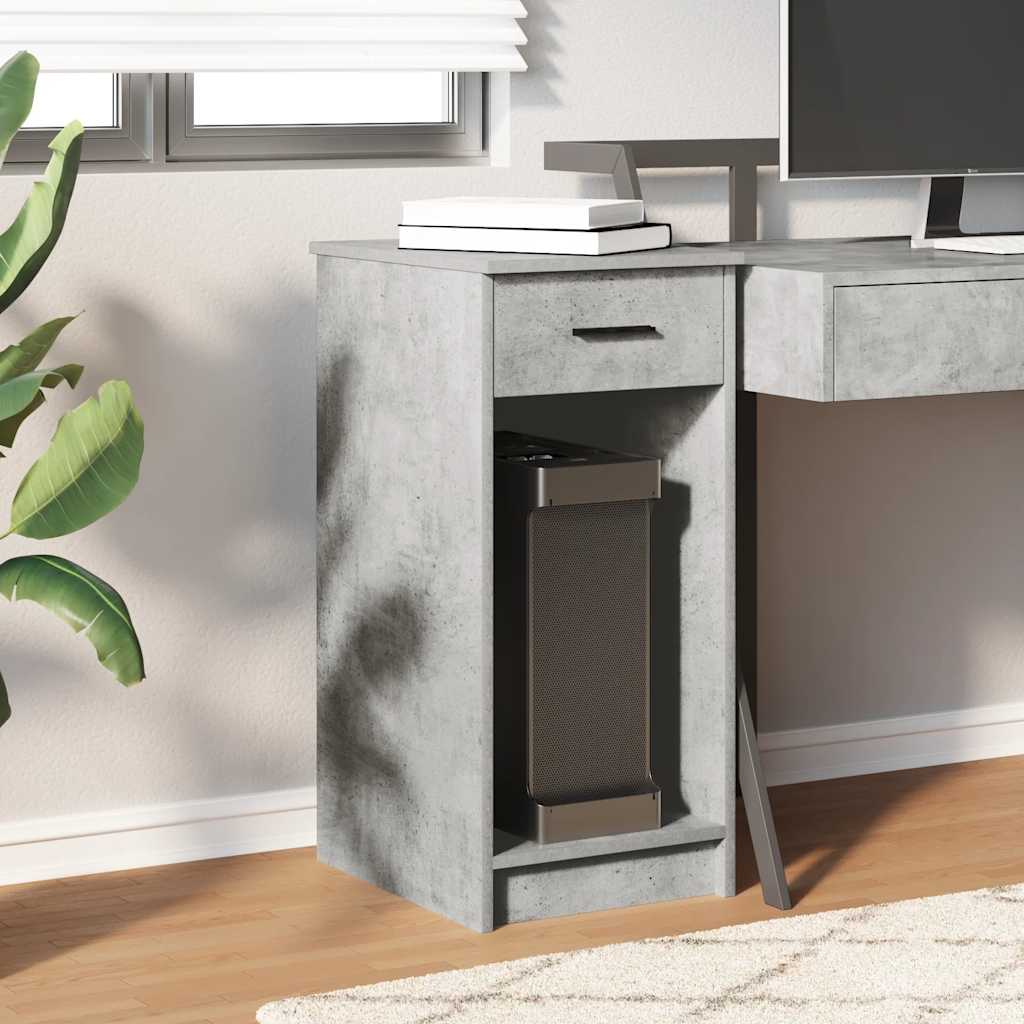 Computer Tower Stand with Drawer Concrete Grey 35x45x77 cm