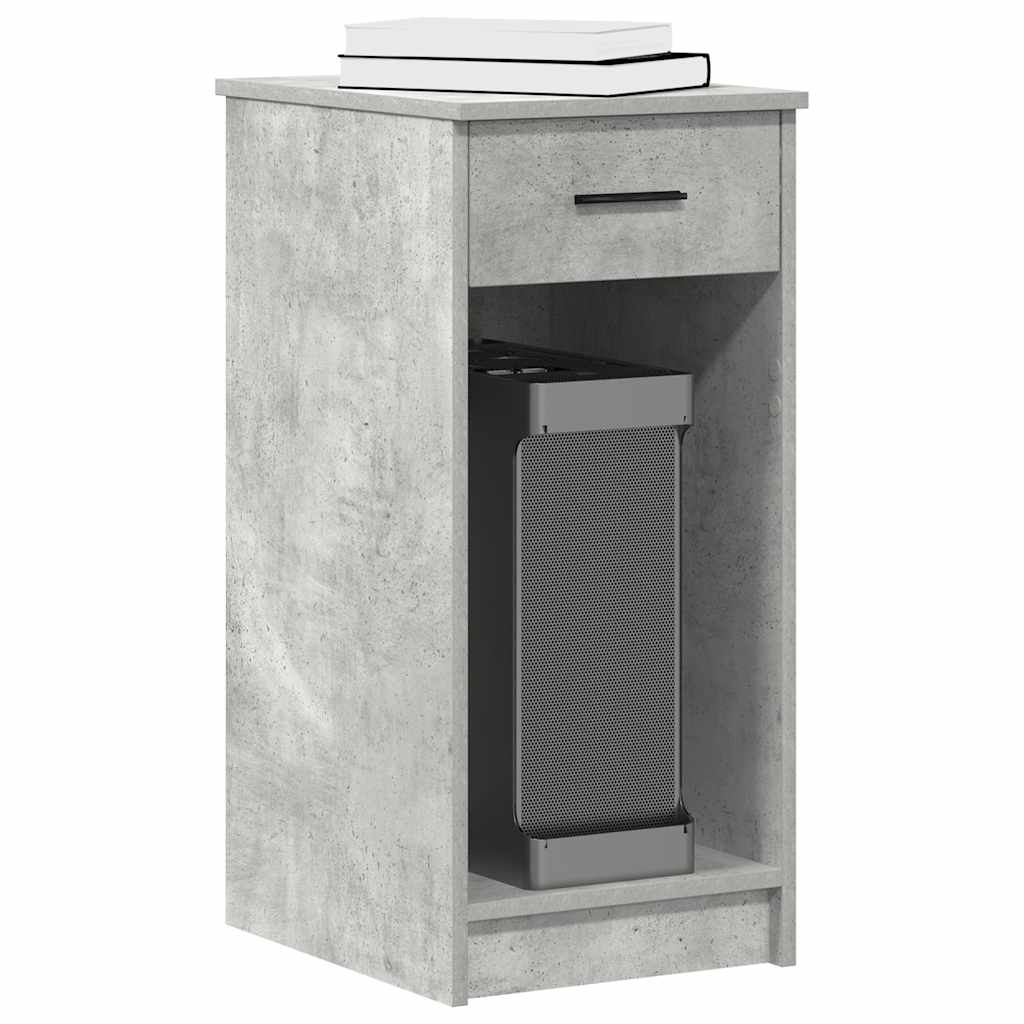 Computer Tower Stand with Drawer Concrete Grey 35x45x77 cm