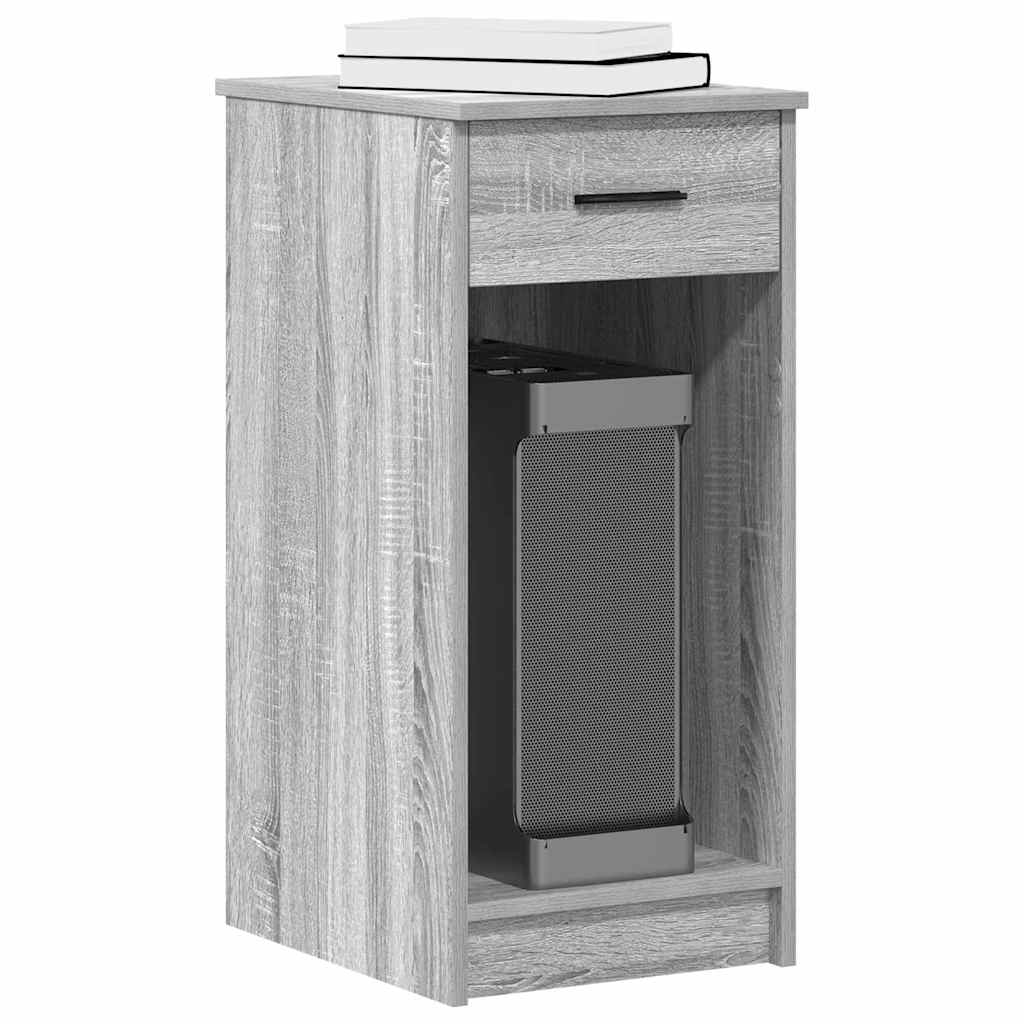 Computer Tower Stand with Drawer Grey Sonoma 35x45x77 cm