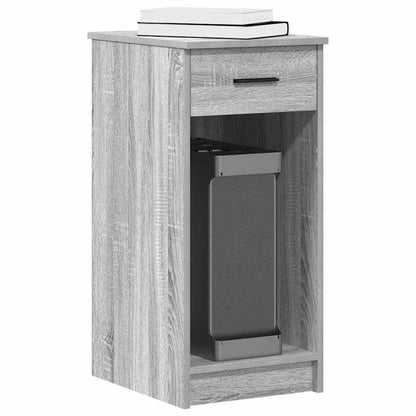 Computer Tower Stand with Drawer Grey Sonoma 35x45x77 cm