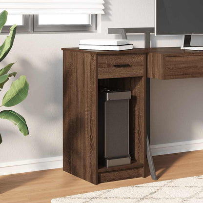 Computer Tower Stand with Drawer Brown Oak 35x45x77 cm