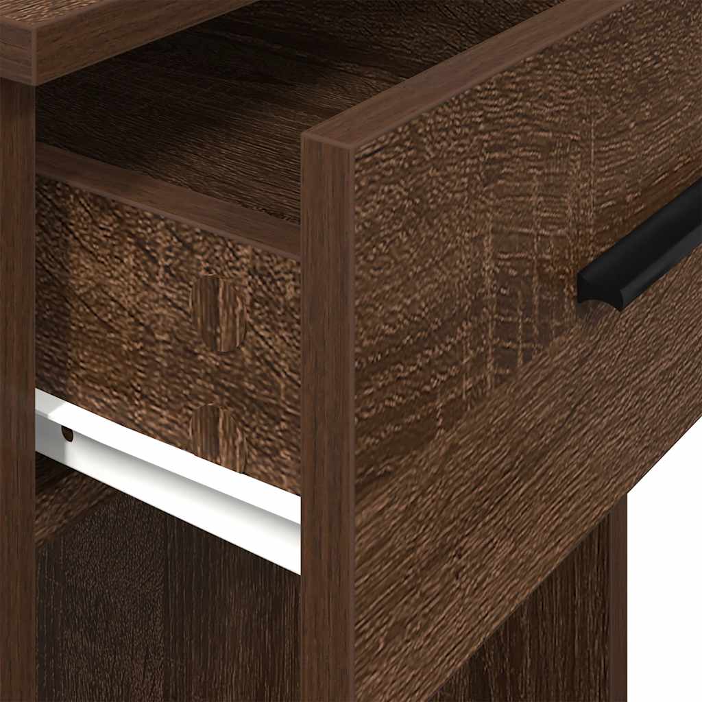 Computer Tower Stand with Drawer Brown Oak 35x45x77 cm