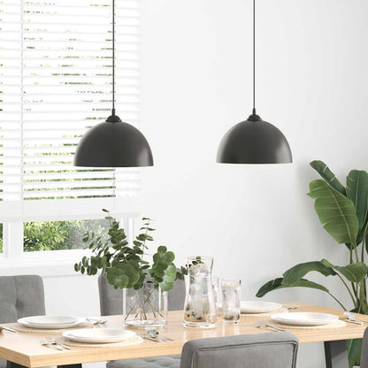 Pendant Lamps 2 pcs Height Adjustable E27 Black Ø 30 cm Metal