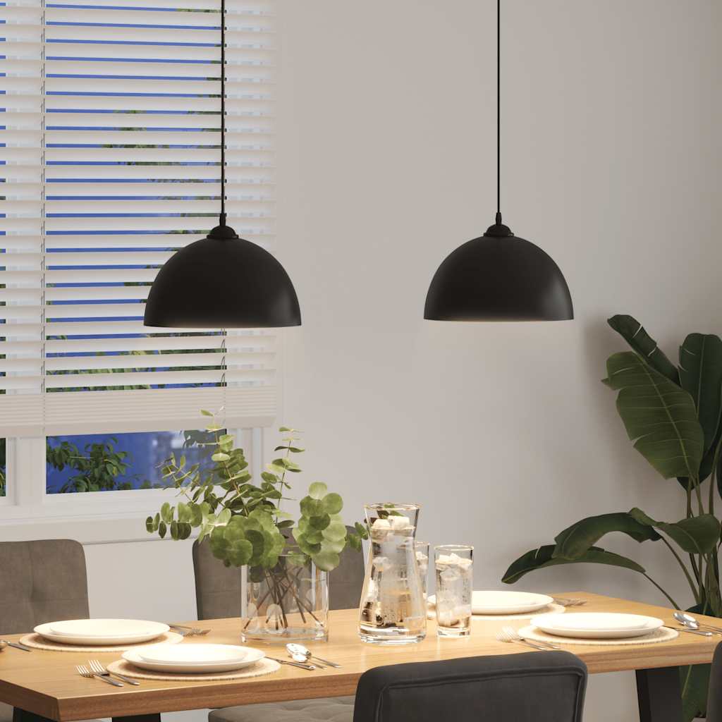 Pendant Lamps 2 pcs Height Adjustable E27 Black Ø 30 cm Metal