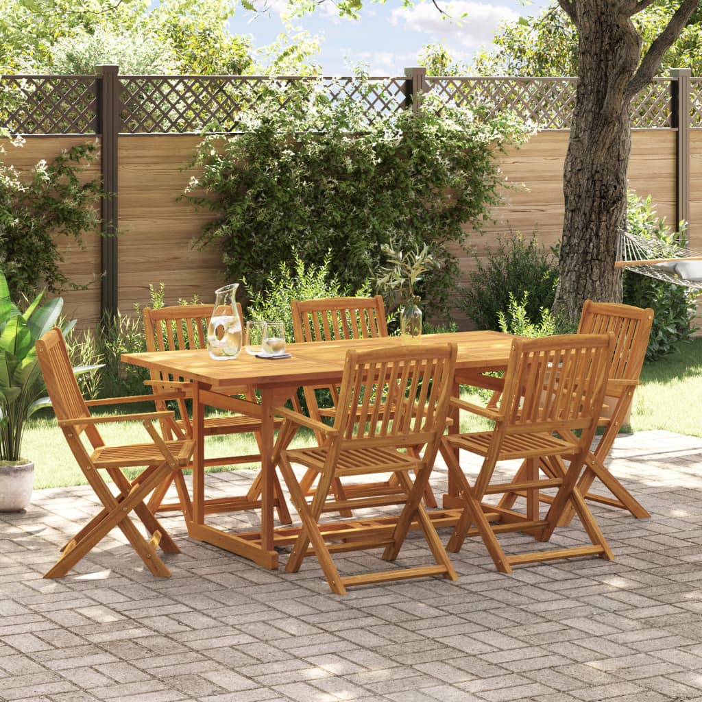 7 Piece Garden Dining Set 180x90x75 cm Solid Wood Acacia