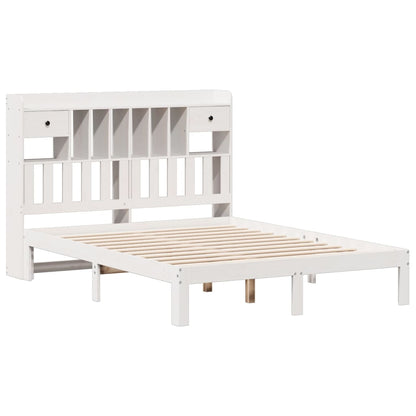 Bookcase Bed without Mattress White 140x190cm Solid Wood Pine