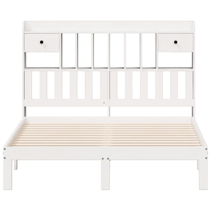 Bookcase Bed without Mattress White 140x190cm Solid Wood Pine