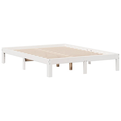Bookcase Bed without Mattress White 150x200cm Solid Wood Pine