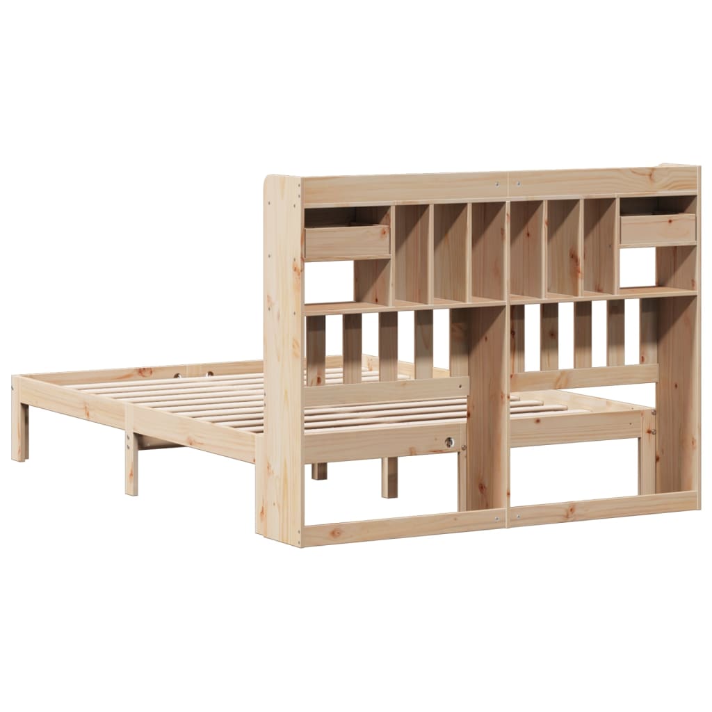 Bookcase Bed without Mattress 160x200cm Solid Wood Pine