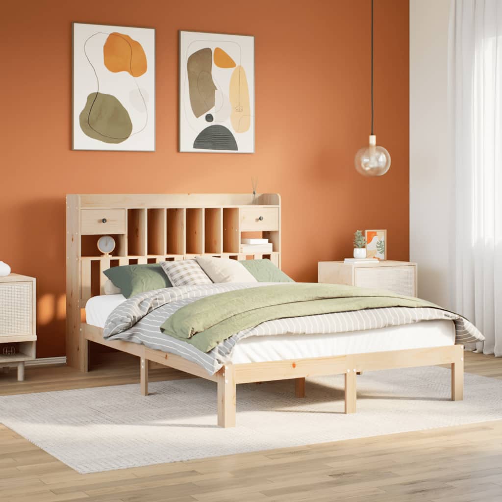 Bookcase Bed without Mattress 160x200cm Solid Wood Pine