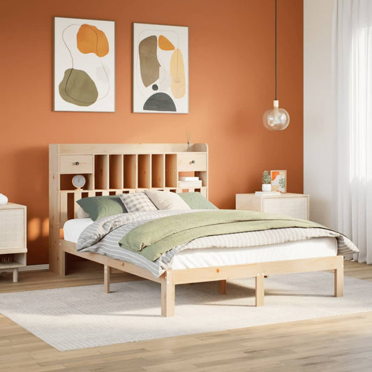 Bookcase Bed without Mattress 160x200cm Solid Wood Pine