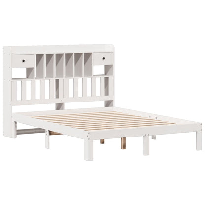 Bookcase Bed without Mattress White 160x200cm Solid Wood Pine