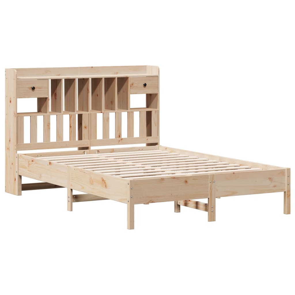 Bookcase Bed without Mattress 140x200 cm Solid Wood Pine