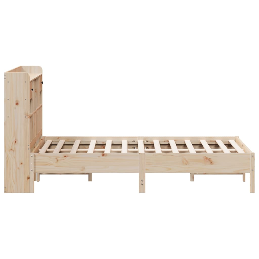 Bookcase Bed without Mattress 140x200 cm Solid Wood Pine