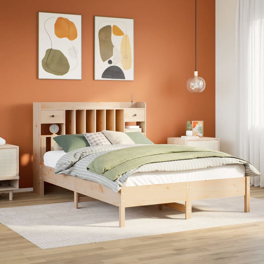 Bookcase Bed without Mattress 140x200 cm Solid Wood Pine