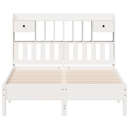 Bookcase Bed without Mattress White 140x190 cm Solid Wood Pine